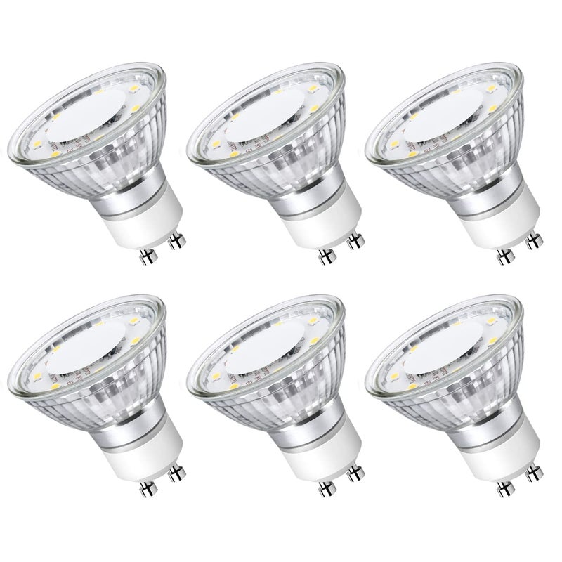 Lepro Non-Dimmable GU10 LED Light Bulbs, 2700K Soft Warm Light GU10 Bulb Replacement for Recessed Track Lights, 4W LED Bulbs with 100Â°Flood Beam for Kitchen, Range Hood, Living Room, Bedroom, 6 Pack - Image 1