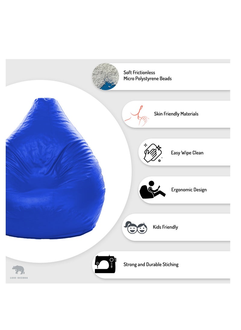 Faux Leather Standard Bean Bag With Polystyrene Filling - Royal Blue