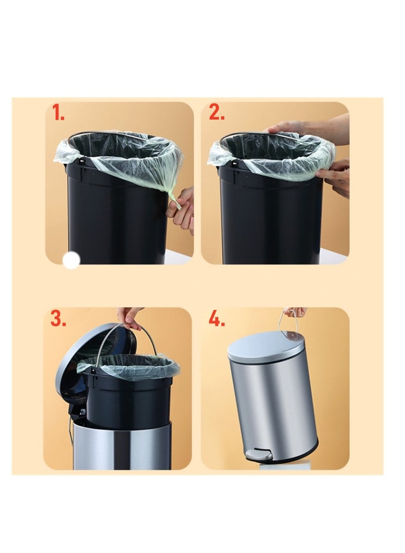 Trash Bin,12 Liter Stainless Steel Pedal Bin，Classic Round Pedal Trash Can, Hands-Free Ideal for Kitchen, Bathroom, Bedroom, Office, Round Shape Trash Can, Black  - Image 2
