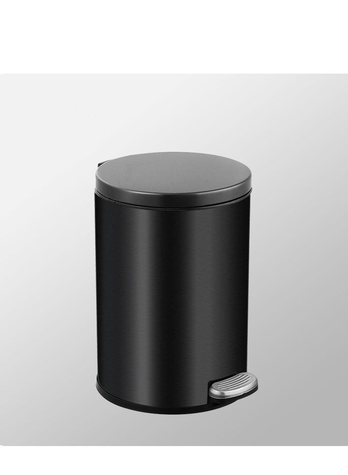 Trash Bin,12 Liter Stainless Steel Pedal Bin，Classic Round Pedal Trash Can, Hands-Free Ideal for Kitchen, Bathroom, Bedroom, Office, Round Shape Trash Can, Black  - Image 4