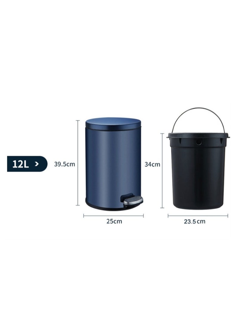 Trash Bin,12 Liter Stainless Steel Pedal Bin，Classic Round Pedal Trash Can, Hands-Free Ideal for Kitchen, Bathroom, Bedroom, Office, Round Shape Trash Can, Black  - Image 5