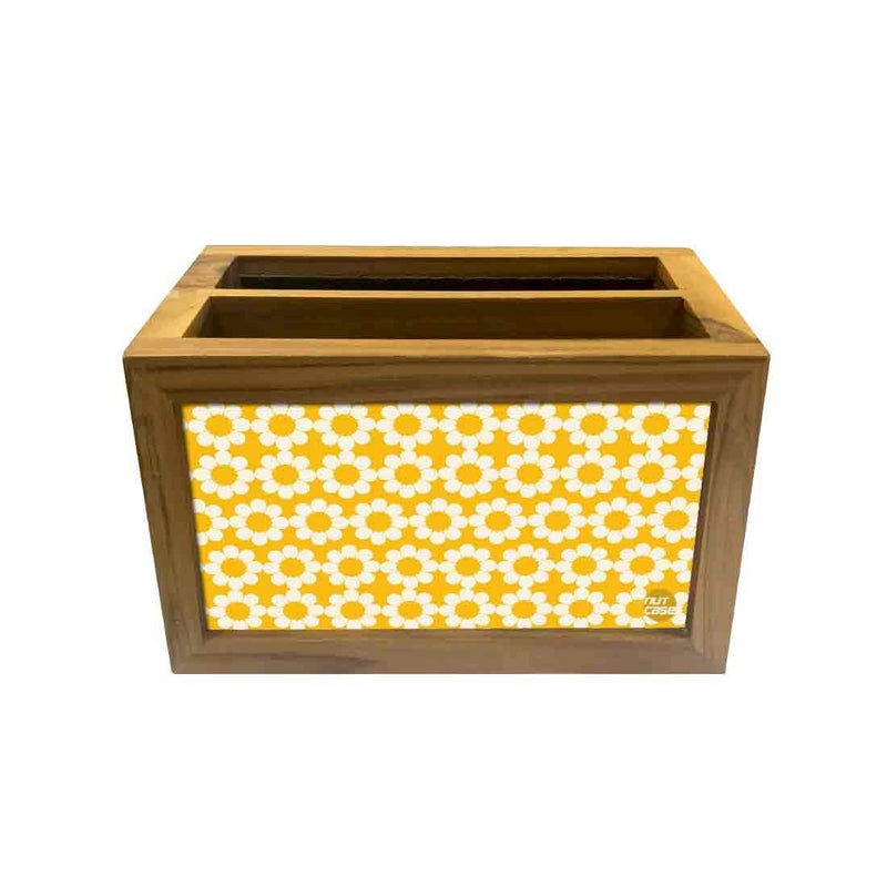 Nutcase Designer Teak Wood TV Remote Stand For Home Remote Holders Organizer Caddy for TV/AC Remotes Control -Multipurpose Desk Organiser-6�x4�x4� - Yellow Polka - Image 4