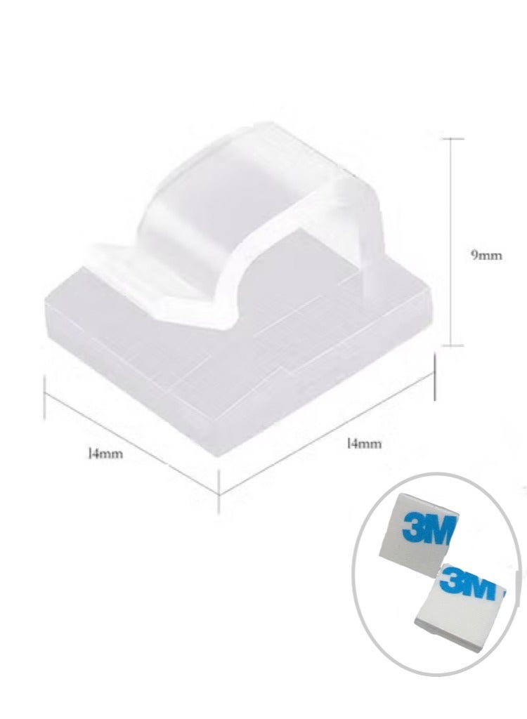 ثري ام 50 قطعة من مشابك الكابلات اللاصقة، منظمات أسلاك الكابلات البلاستيكية، مشبك إدارة تخزين الكابلات للمنزل والمكتب - لون شفاف - Image 1