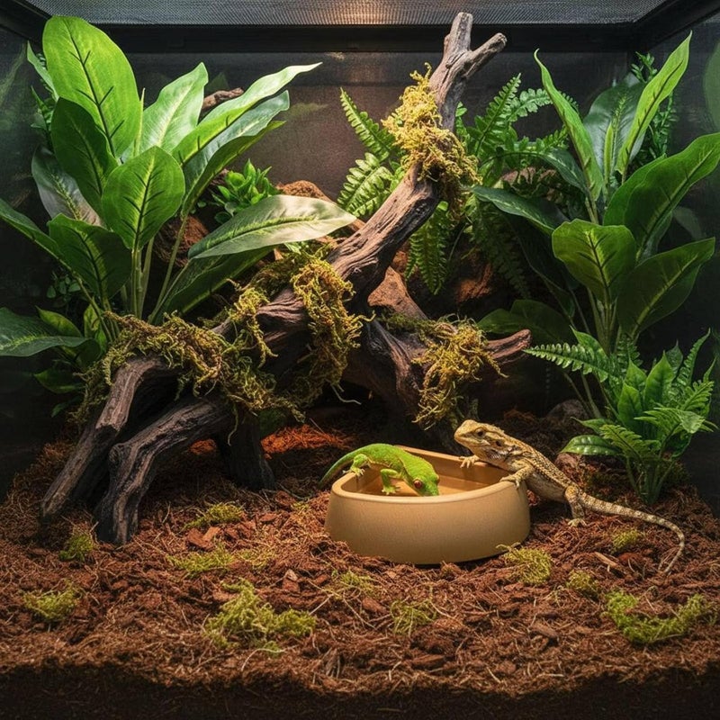 Tortoise Water Basin Easy to Clean Reptile Corner Bowl Anti-Tipping Terrarium Accessory for Vivarium, Black - Image 3