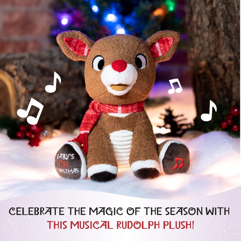 KIDS PREFERRED Santa Claus Rudolph The RedNosed Reindeer Musical Stuffed Animal Babys First Christmas Plush 8 Inches - Image 3