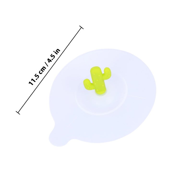 Food Grade Silicone Cup Cover Lid Cactus Drink Cover for Hot and Cold Drinks Mugs Glasses Bowls( , Light Green) - Image 2