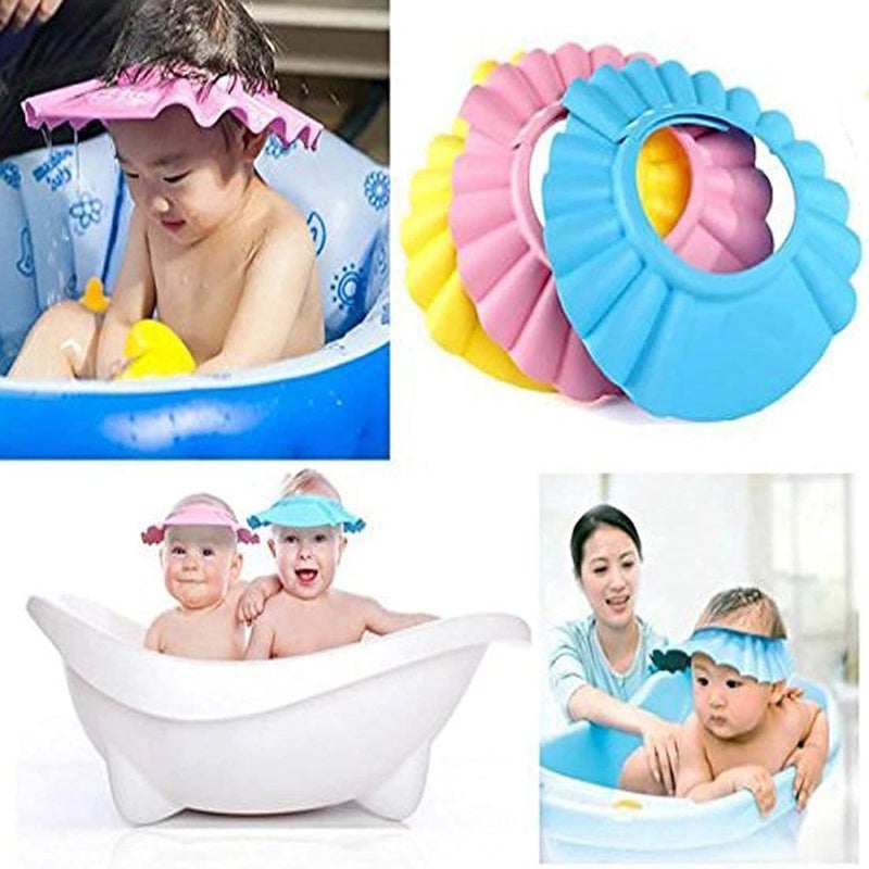 Concepta Baby bath Shower Cap,Bath Visor hat for Eye and Ear wash Protection,Adjustable Silicone Bathing Crown Waterproof Shampoo hat for Washing Hair, Shower Bathing Protection Bath Cap for Toddler, Baby, Kids, Children (Pack of 4 Pis) - Image 4