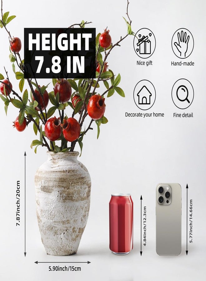DIF DECO Ceramic Farmhouse Vase Rustic Decor,Pottery Decorative Flower Vases for Home Decor,Boho Vase for Table, Living Room,Bathroom,Shelf,Mantel Decoration,7.7 inch - Image 3