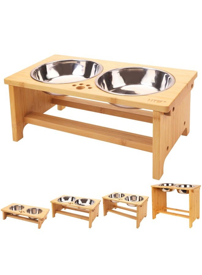 HTB Elevated Dog Bowls,Raised Dog Bowl Stand Feeder with 2 Stainless Steel Bowls,Dog Cat Pet Food Water Bowls for Medium Large Dogs - Image 1