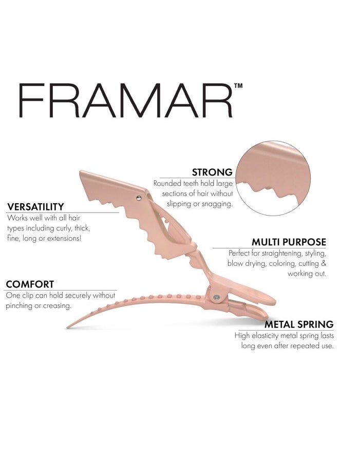 framar FRAMAR Neutral Alligator Clips For Hair Styling 10 Pack - Professional Alligator Hair Clips For Women, Alligator Clips For Hair, Hair Clip For Women, Cute Hair Clips For Styling, Salon Hair Clips  - Image 2