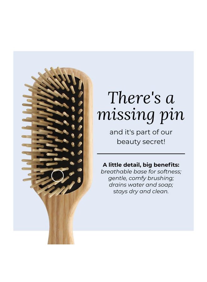 Tek small paddle hairbrush in ash wood with regular pins- Handmade in Italy - Image 5