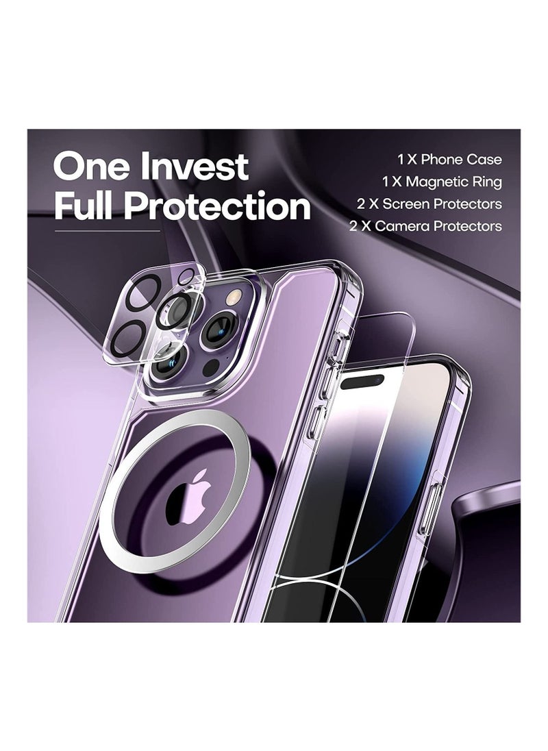 Generic - [5 in 1] for iPhone 6.7'' 14 Pro Max Case [Not Yellowing], with 2 Tempered Glass Screen Protectors + 2 Camera Lens Protectors [Military Grade Protection] Shockproof Slim iPhone 14 Pro Max case 6.7 Inc - Image 1
