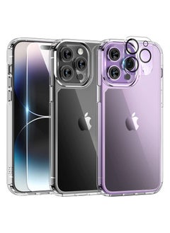 [5 in 1] for iPhone 6.7'' 14 Pro Max Case [Not Yellowing], with 2 Tempered Glass Screen Protectors + 2 Camera Lens Protectors [Military Grade Protection] Shockproof Slim iPhone 14 Pro Max case 6.7 Inc