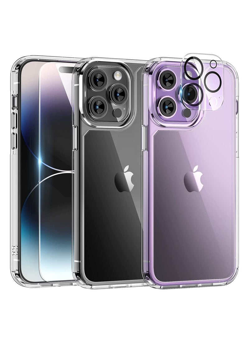 Generic - [5 in 1] for iPhone 6.7'' 14 Pro Max Case [Not Yellowing], with 2 Tempered Glass Screen Protectors + 2 Camera Lens Protectors [Military Grade Protection] Shockproof Slim iPhone 14 Pro Max case 6.7 Inc - Image 1