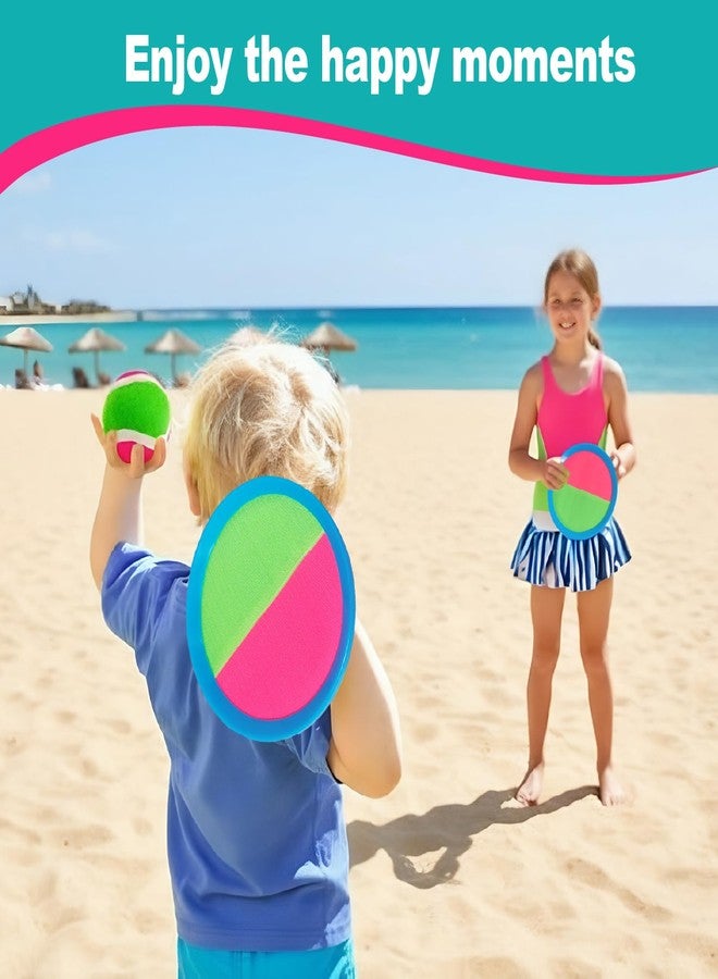 BCWATERFUNPD Toss and Catch Ball Set – Family Outdoor Games, Games for Kids Ages 4-8 +, Beach Kids Toys Great for Boys and Girls, Ideal for Birthday Includes 4 Paddles 4 Sticky Balls (36 Months+) - Image 2