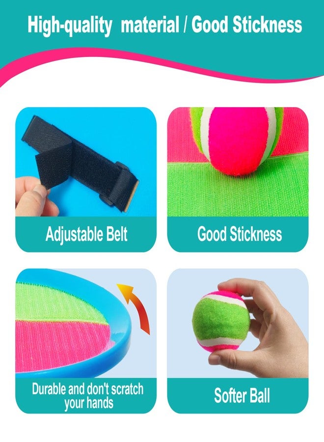 BCWATERFUNPD Toss and Catch Ball Set – Family Outdoor Games, Games for Kids Ages 4-8 +, Beach Kids Toys Great for Boys and Girls, Ideal for Birthday Includes 4 Paddles 4 Sticky Balls (36 Months+) - Image 4