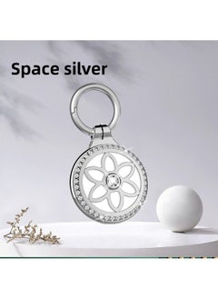 Suitable For Apple AirTags Anti-lost Metal Protective Shell Tag Collar Accessories Keychain Anti-scratch Lanyard-Color:Silver