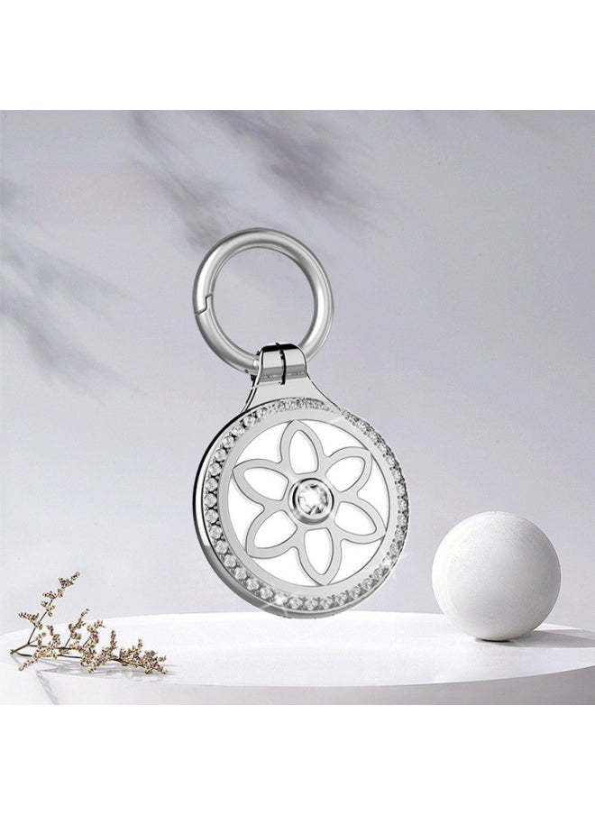Generic - Suitable For Apple AirTags Anti-lost Metal Protective Shell Tag Collar Accessories Keychain Anti-scratch Lanyard-Color:Silver - Image 1