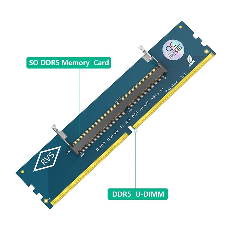 Kopinma Laptop DDR5 RAM to Desktop DDR5 U-DIMM Adapter Card, SO-DIMM to U-DIMM Converter, 6-Layer PCB, JEDEC Compliant - Image 2