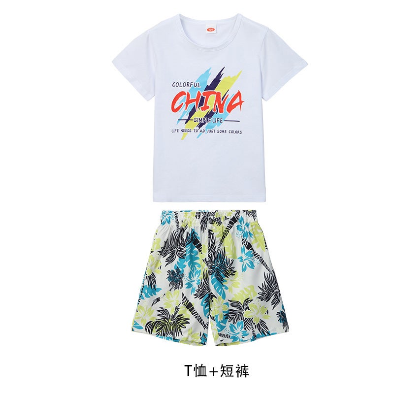 Couple''s summer wear 2024 seaside beach camping design Super fairy short sleeve shirt sling dress holiday set - Image 1
