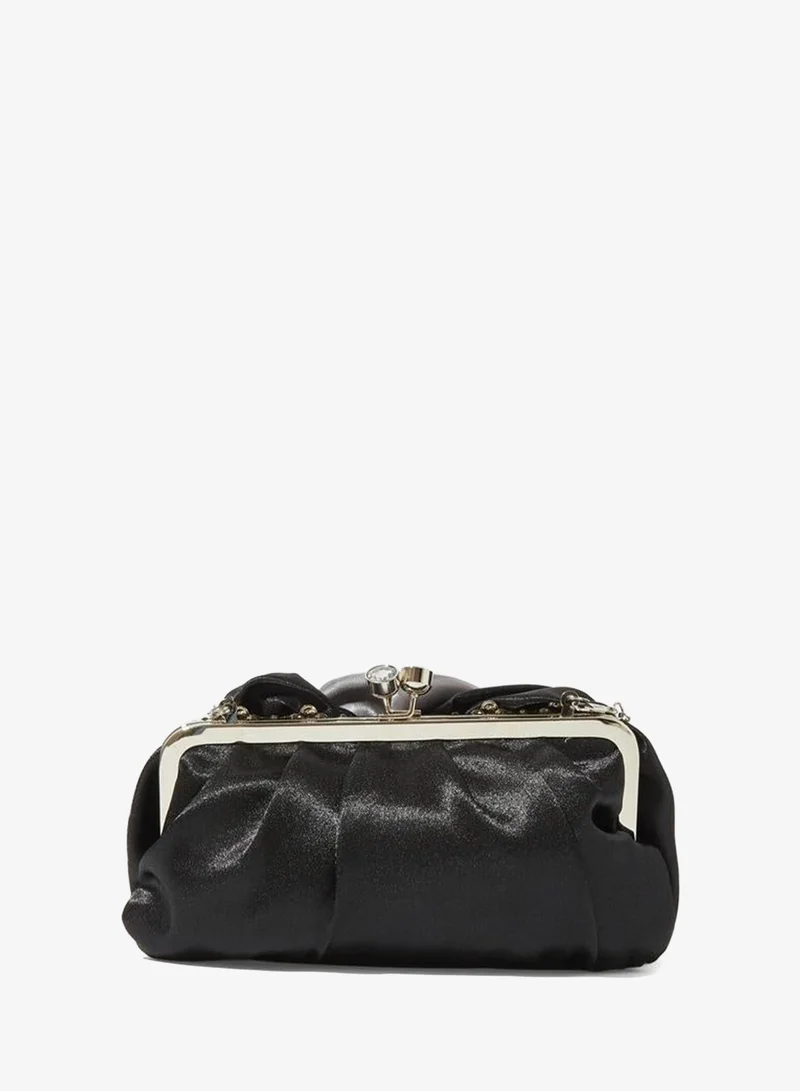 Styli  Black Rose Embellished Clutch with Removable Chain Strap for Women | Best Price UAE