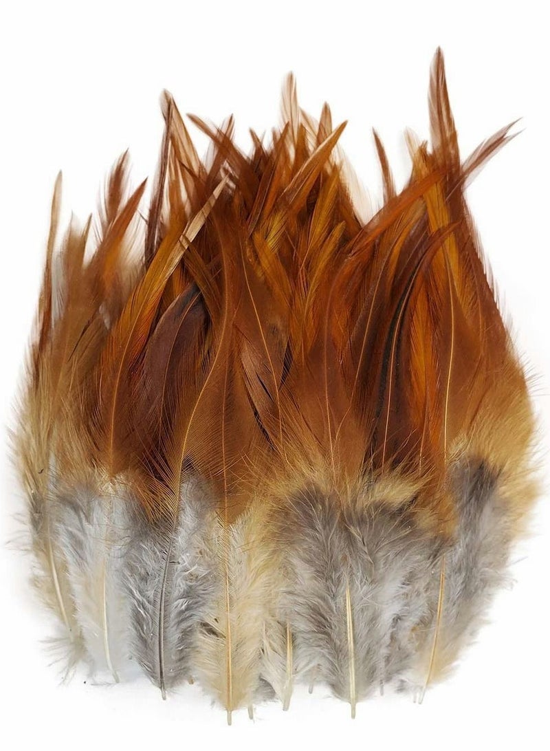 Y&D 100PCS Saddle Hackle Rooster Feather for Crafts, 5-7 inch Natural Pheasant Neck Feathers DIY Pendant Earrings Dream Catcher-Natural  - Image 1