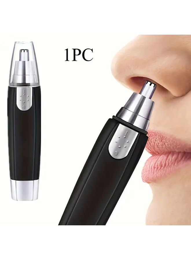 Black Unisex Automatic Nose Hair Trimmer Water Washable Battery Operated Electric Nostril Shaver - Image 3