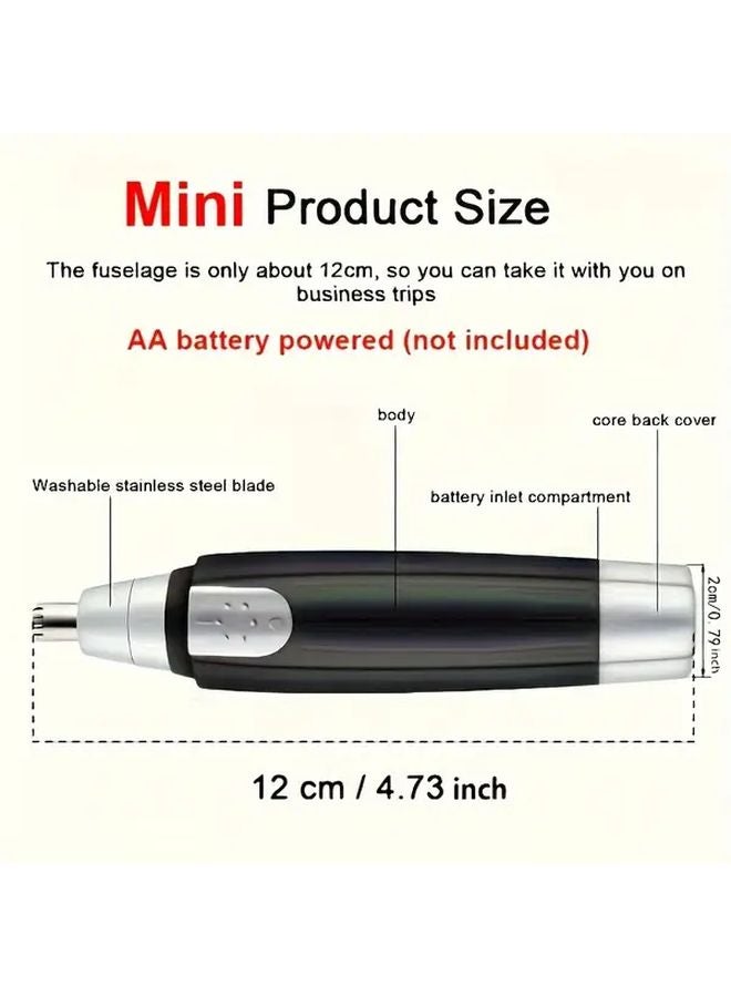 Black Unisex Automatic Nose Hair Trimmer Water Washable Battery Operated Electric Nostril Shaver - Image 4
