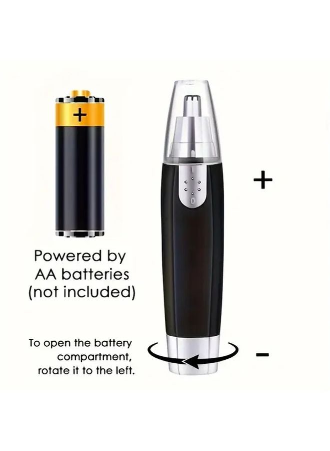 Black Unisex Automatic Nose Hair Trimmer Water Washable Battery Operated Electric Nostril Shaver - Image 2