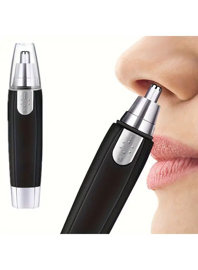 Black Unisex Automatic Nose Hair Trimmer Water Washable Battery Operated Electric Nostril Shaver - Image 1