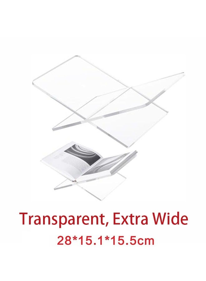 حامل كتب أكريليك، ديكور منزلي مميز، ٢٨×١٥.١×١٥.٥ سم - حامل عرض عملي شفاف وسميك على شكل حرف X، مناسب للقرآن الكريم، وكتب الطبخ، وطاولة القهوة، والقراءة. - Image 2