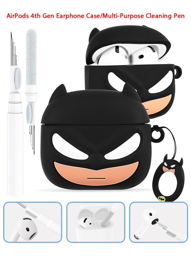 دبليو أف أف أو لجراب سماعة AirPods 4 - حافظة سيليكون ناعمة ثلاثية الأبعاد مضحكة مع سلسلة مفاتيح ومجموعة منظف للفتيات الإناث شخصيات في سن المراهقة حافظة تصميم أزياء ممتعة ل Airpods 4 - أسود - Image 1