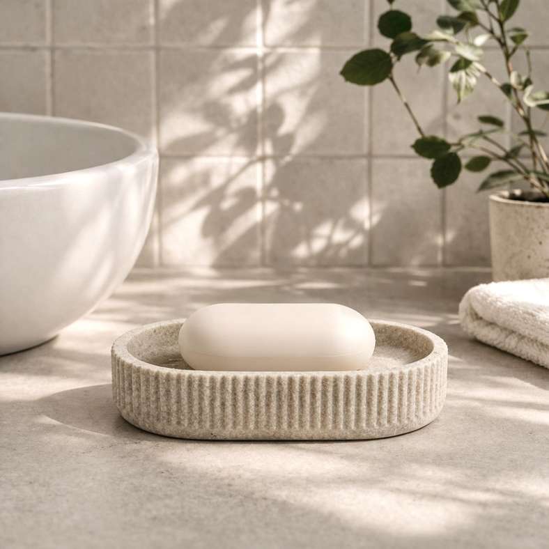 Pan Home Verona Polyresin Soap Dish 8.5x2.5x13cm - Beige - 211HEL9900816 - Image 1