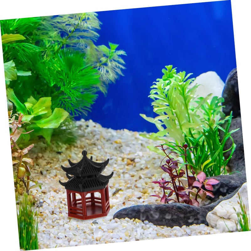 Chinese Garden Ornament Miniature Pavilion Fish Tank Landscaping Decor Plastic - Image 5