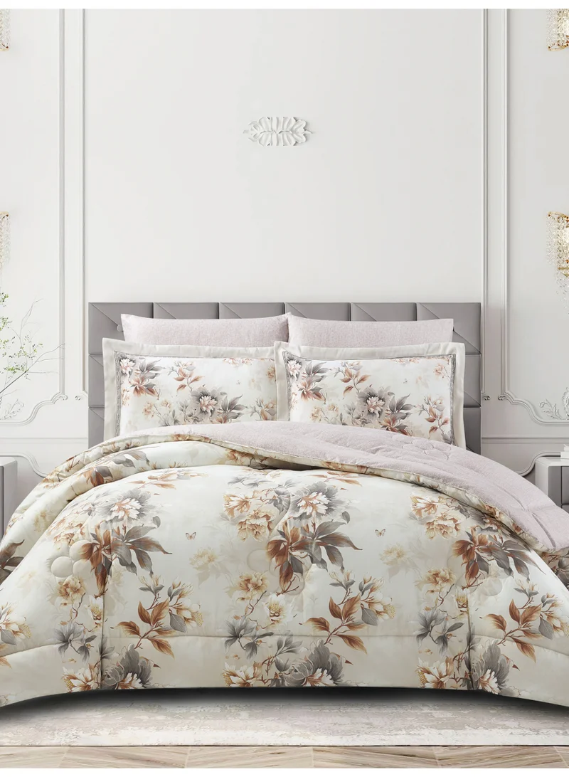 دوناتيلا طقم لحاف سرير مقاس كينج  قطع مناسب لمقاس  سم - طقم مفروشات مطبوع لجميع الفصول من المايكروفايبر المصقول