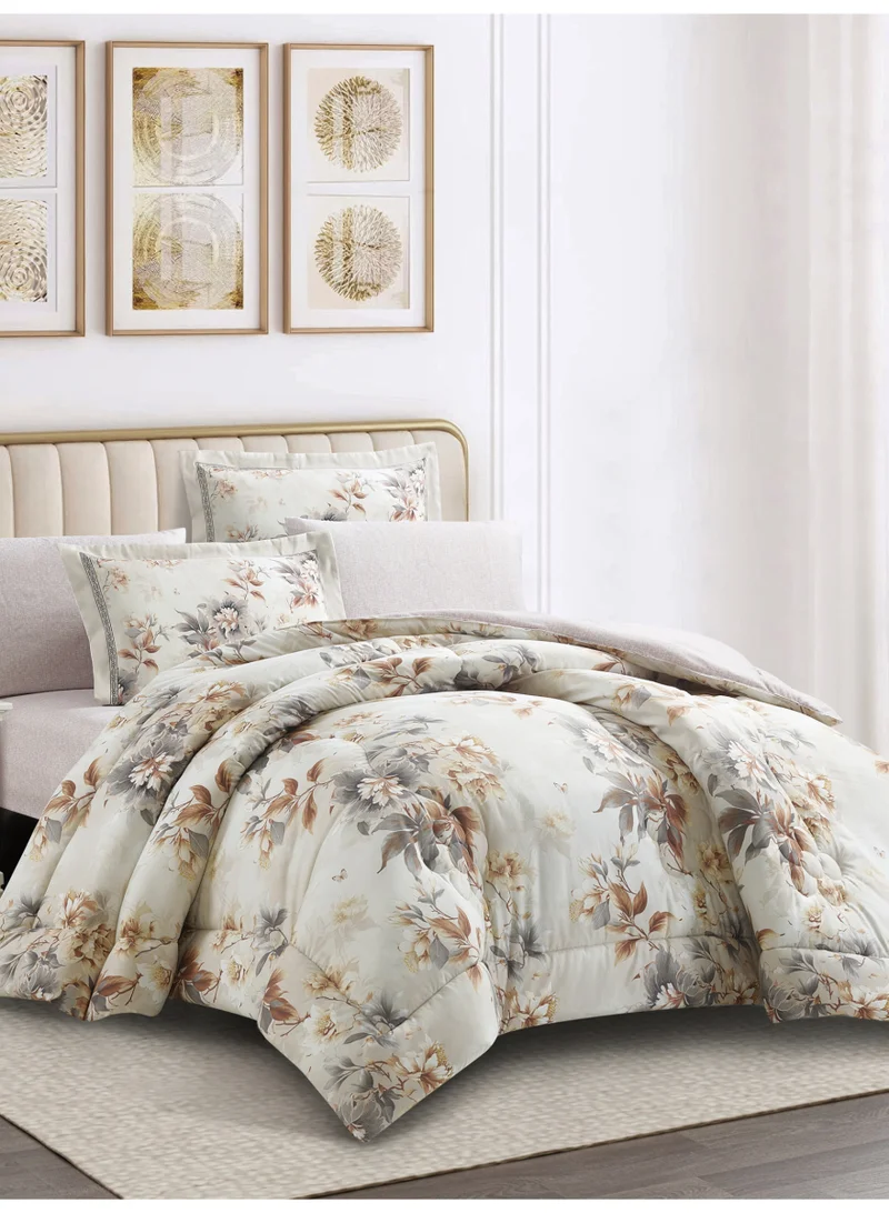 دوناتيلا طقم لحاف سرير مقاس كينج  قطع مناسب لمقاس  سم - طقم مفروشات مطبوع لجميع الفصول من المايكروفايبر المصقول