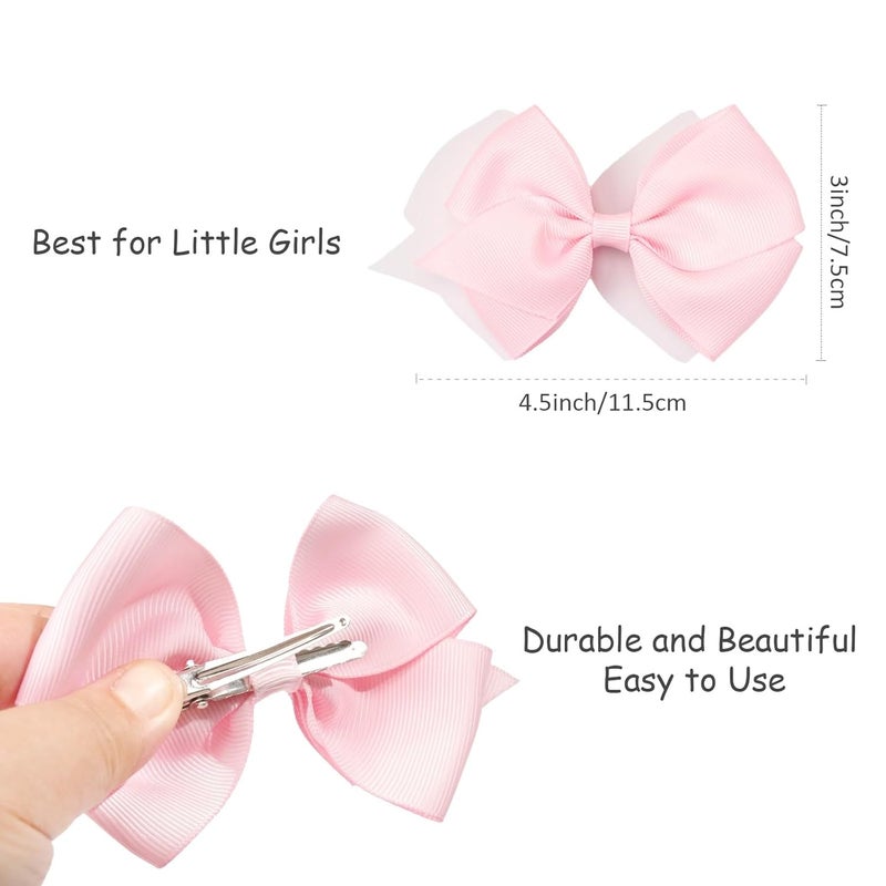 JOYOYO 40 Colors 4 Hair Bows Clips Girls Pigtail Bows Alligator Clips for Baby Girls Fine Hair Infants - Image 4