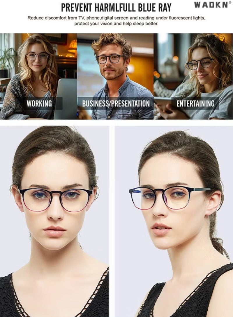 WAOKN Unisex Kids Square Blue Light Blocking Glasses, Premium Ultra-light Flexible TR90 Frame TAC 1.61 HD Clear Lens, Anti Eyestrain UV Glare Protection Children Computer Glasses for Online Classes Gaming Reading Daily Eye Care for Boys Girls - Image 2