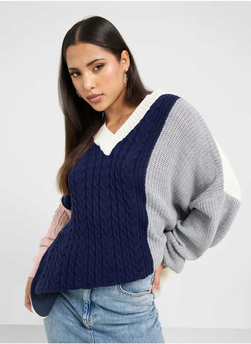 trendyol Colorblock Knitted Sweater