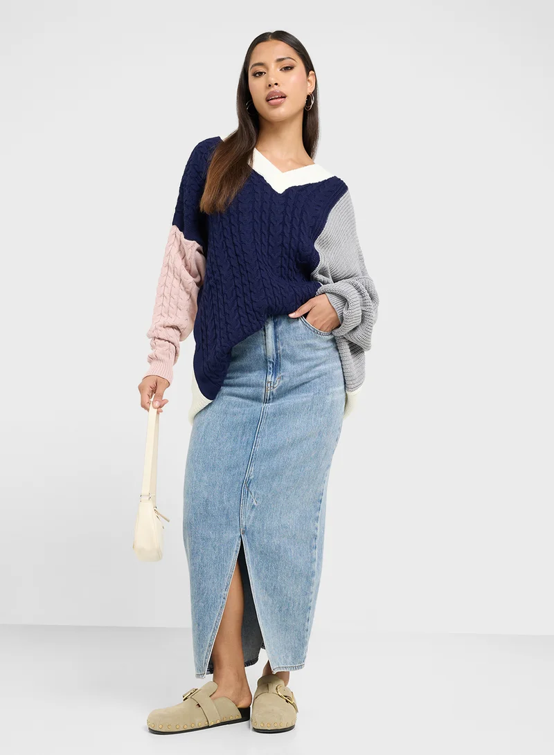 trendyol Colorblock Knitted Sweater