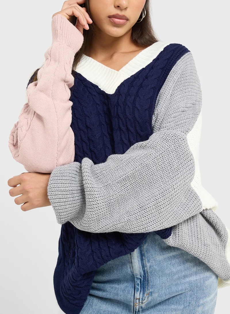 trendyol Colorblock Knitted Sweater