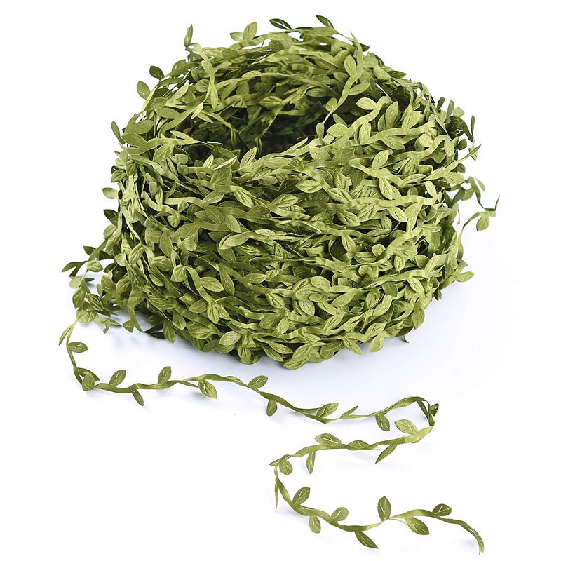 Lvydec Artificial Vine Greenery Garland, 265 Feet Green Leaves Ribbon Fake Ivy Leaf Garland for DIY Wedding Party Craft Wall Decoration - Image 1