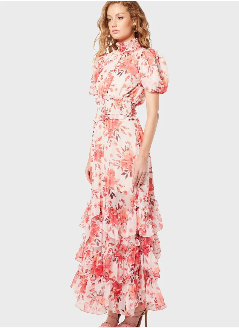 ELLIATT Floral Print Ruffle Dress