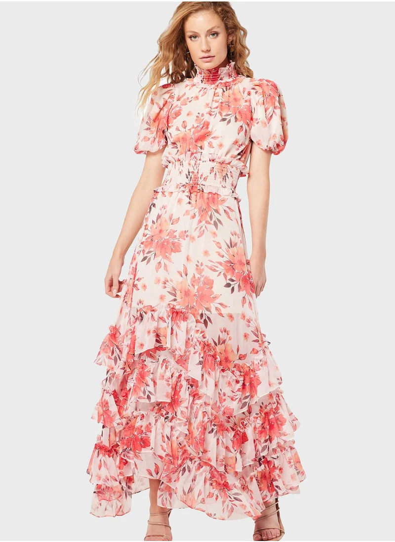 ELLIATT Floral Print Ruffle Dress