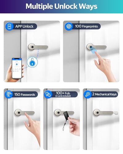 CATCHFACE [New] Smart Lock Fingerprint Door Lock TTLock Door Lock Silver Smart Door Lock Keyless Entry Door Lock with App Control,Fingerprint,Code,IC Card and Key Biometric Door Lock Smart Lock for Front Door - Image 3