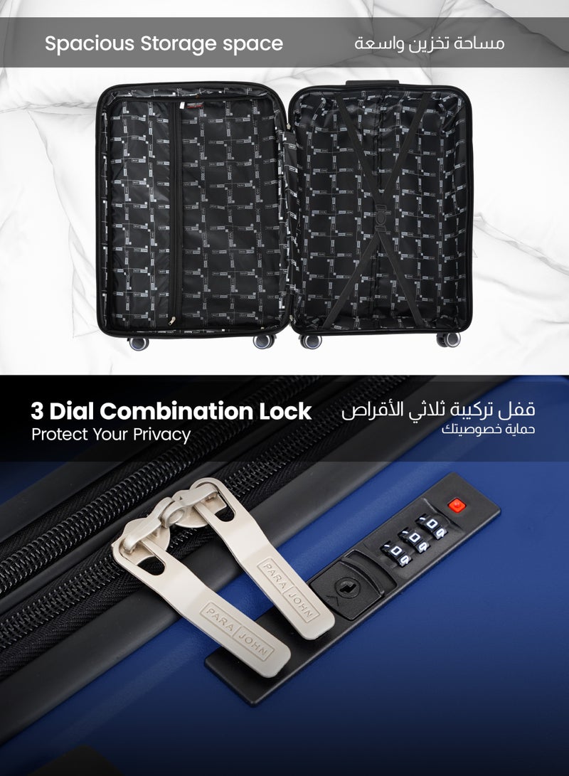 PARAJOHN PP Material 3-Piece Hardsided Luggage Set | 4-Wheel Spinner Trolley | Small (10kg), Medium (20kg), Large (30kg] Blue - Image 3