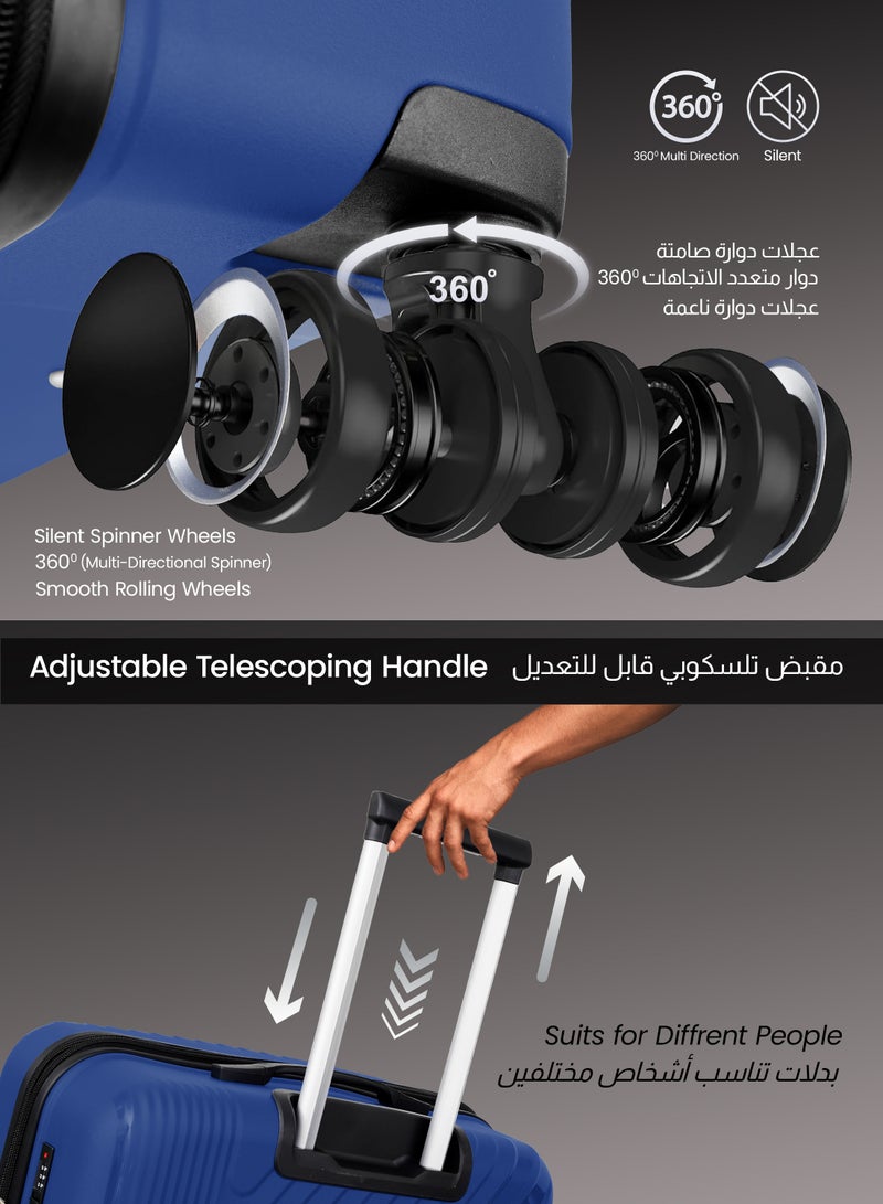 PARAJOHN PP Material 3-Piece Hardsided Luggage Set | 4-Wheel Spinner Trolley | Small (10kg), Medium (20kg), Large (30kg] Blue - Image 5