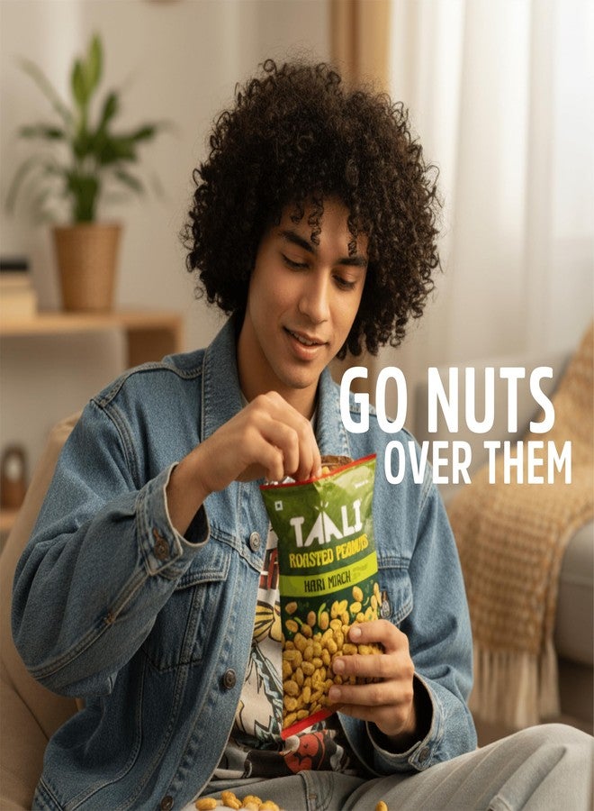 Taali Flavour Roasted Peanuts | Hari Mirch, Bold Green Chilli Flavour | Bharuchi Nuts | No Palm Oil, Not Fried, 140g (Pack of 4) - Image 3
