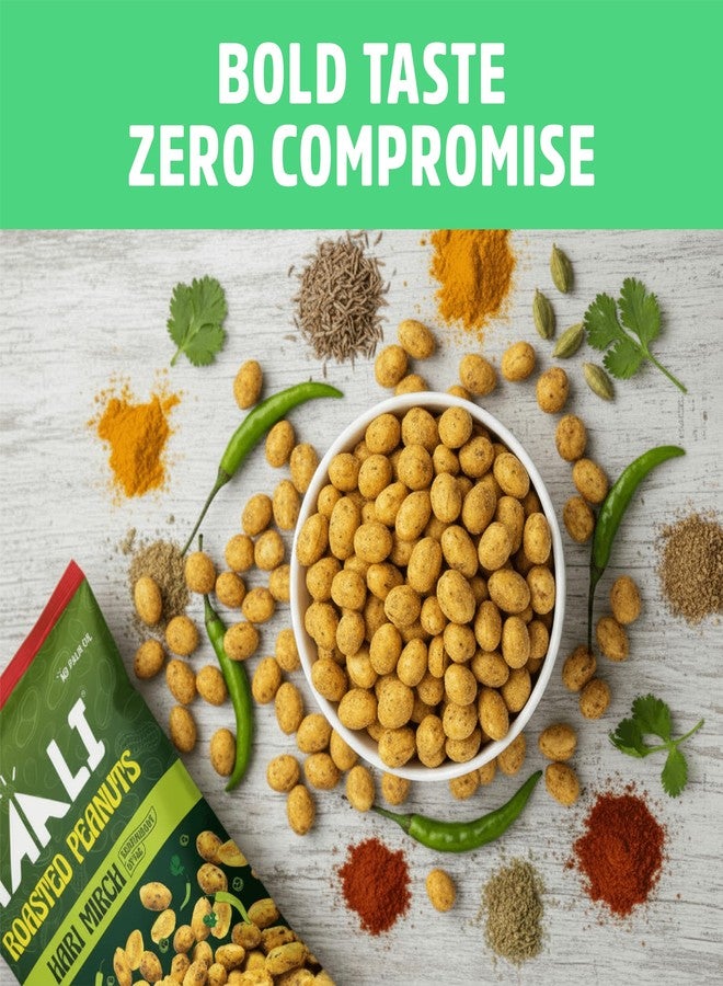 Taali Flavour Roasted Peanuts | Hari Mirch, Bold Green Chilli Flavour | Bharuchi Nuts | No Palm Oil, Not Fried, 140g (Pack of 4) - Image 5
