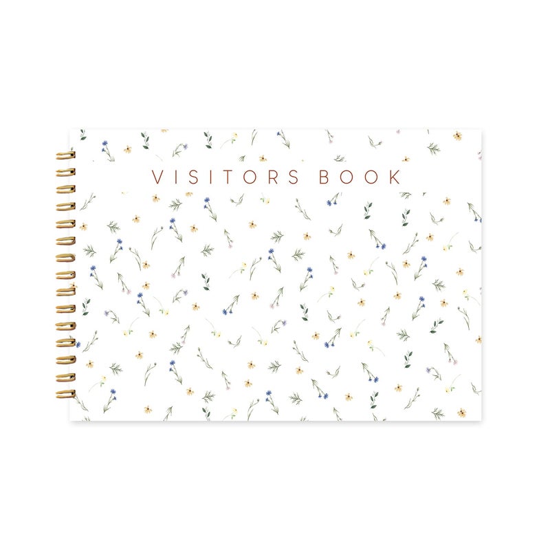CHAARPAI Visitor Book – 8 x 12 Inches | Small Flower Pattern Wire Bound Guest Register for Hotels, Offices, Exhibitions & Business Use | Medium Size Visitor Log Book for Reception & Front Desk - Image 1